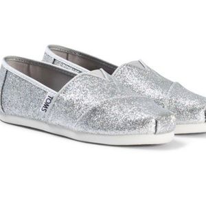 TOMS Silver Iridescent Glitter shoes